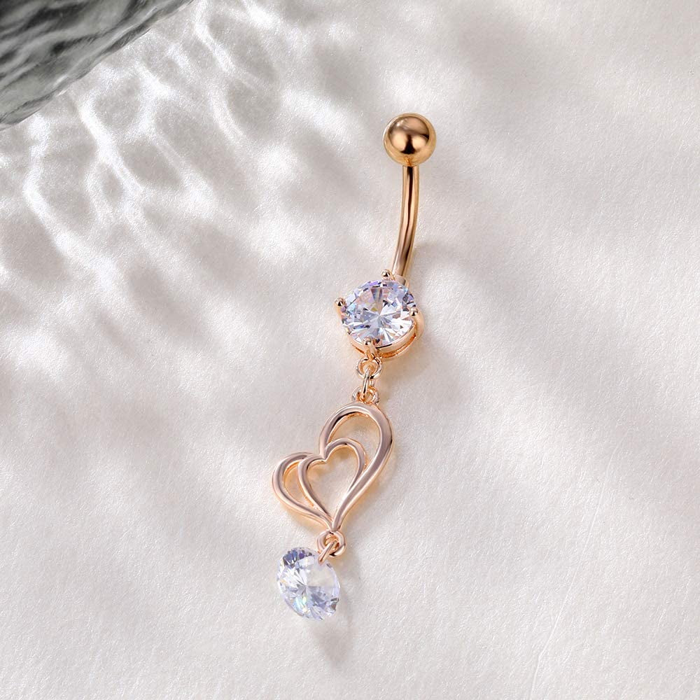 NASAMA 14G Stainless Steel Belly Button Rings for Girls Women CZ Navel Body Piercing Jewelry Apparel & Accessories > Jewelry > Body Jewelry Yiwu lianmu electronic commerce Co.,Ltd   