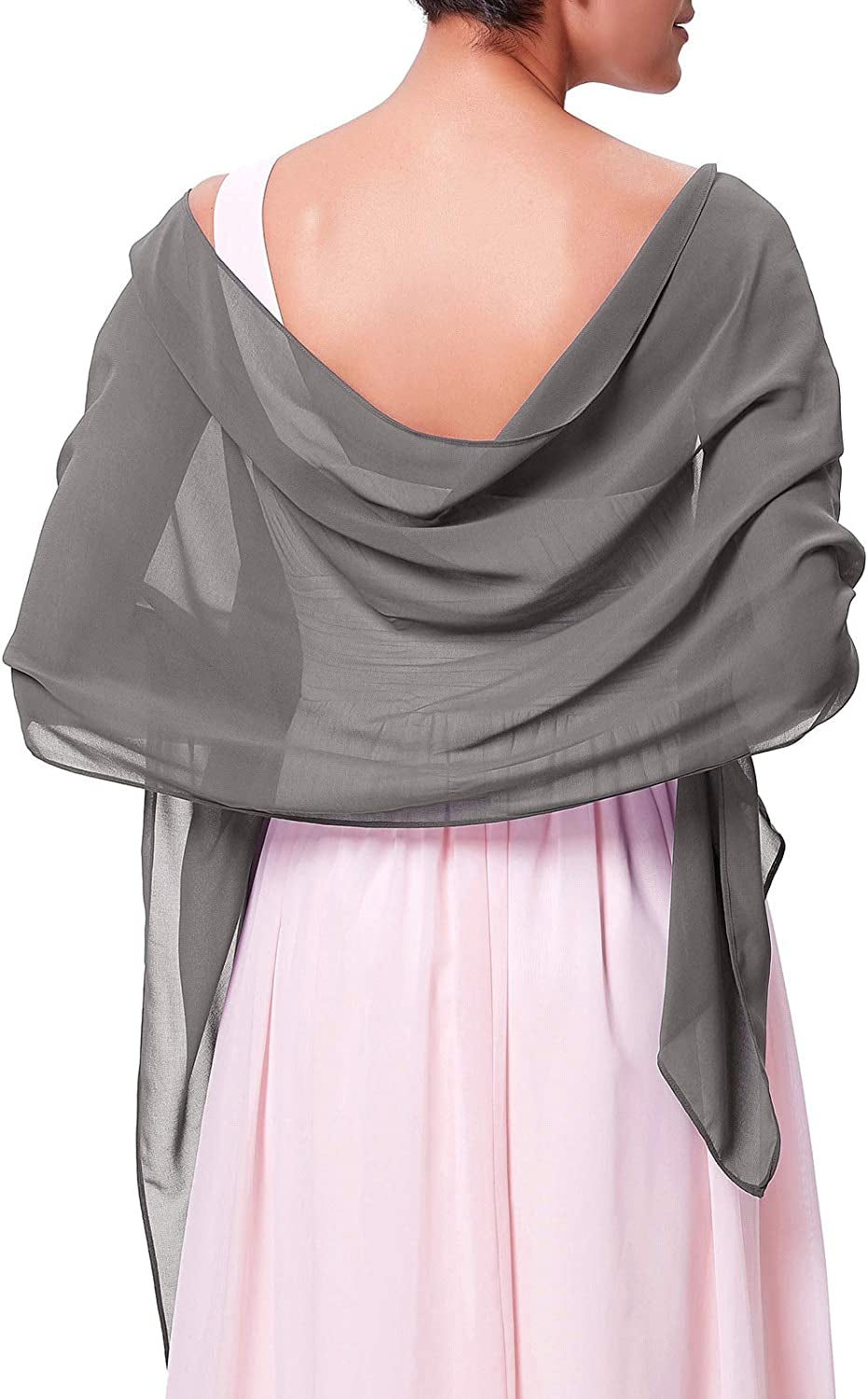 Kate Kasin Soft Chiffon Pashmina Scarf Shawls and Wraps for Formal Evening Party Dress, Bride Bridesmaid Shawl for Wedding Apparel & Accessories > Clothing Accessories > Scarves & Shawls Kate Kasin Gray 72*18inch 