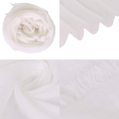 LMVERNA Linen Scarf for Women Soft Lightweight Fringed Scarf Linen Gauze Sheer Shawl Wrap (White) Apparel & Accessories > Clothing Accessories > Scarves & Shawls LMVERNA   