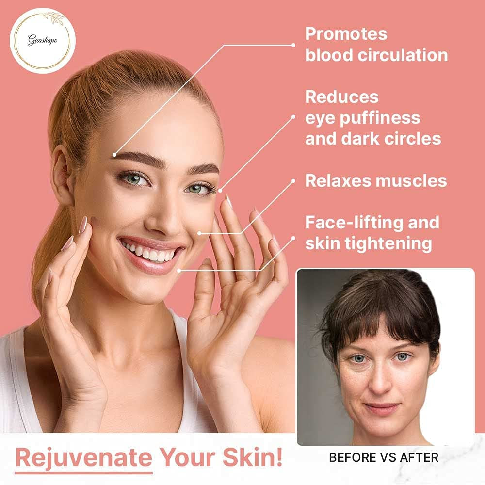 GUASHAPE Gua Sha Facial Tools, Face Stone, Natural Rose Quartz Gua Sha Stone, Guasha Tool for Face Sculpting, Shaping, Reduce Puffiness, Tension Relief, Gua Sha Massage Tool for Face, Eyes and Body Health & Beauty > Personal Care > Cosmetics > Cosmetic Tools > Skin Care Tools GUASHAPE   