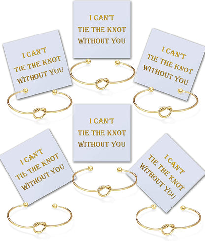 CHICNOW I Can'T Tie the Knot without You Bridesmaid Gift Cards Bridesmaid Bracelets Silver Tone- Set of 4,5,6 Apparel & Accessories > Jewelry > Bracelets Chicnow D. Gold Tone 6PCs  
