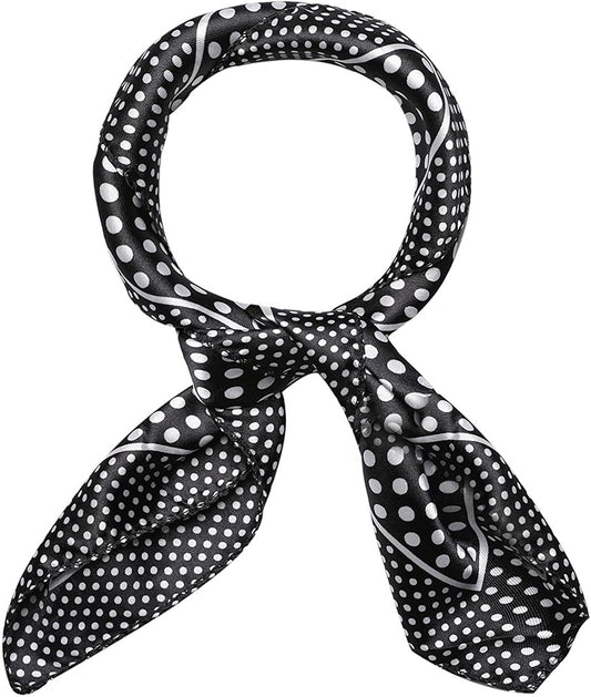 Uxcell Women'S Floral Leopard Polka Dots Striped Print Square Kerchief Neck Scarf Shawl Apparel & Accessories > Clothing Accessories > Scarves & Shawls uxcell Blue Dots 19.5*19.5 