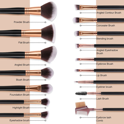 SOLVE Makeup Brushes 16 Pcs Premium Synthetic Foundation Blending Blush Concealer Eye Shadow Makeup Brush Set，Leather Travel Makeup Bag Included， Black with Rose Gold Health & Beauty > Personal Care > Cosmetics > Cosmetic Tools > Makeup Tools SOLVE   