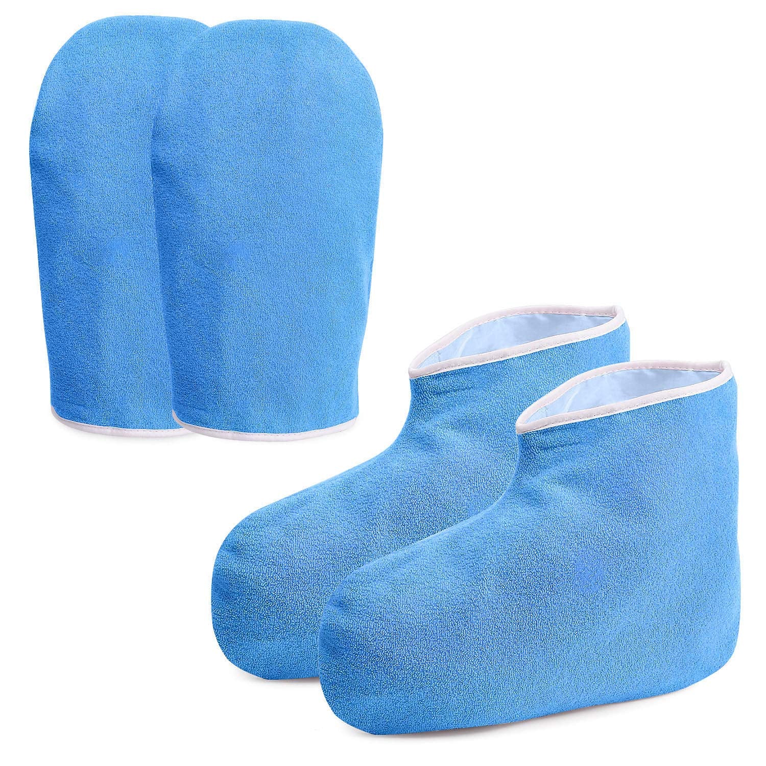 Noverlife Paraffin Wax Work Gloves & Booties, Wax Bath Hand Treatment Mitts Foot Spa Cover for Women, Thin Heat Therapy Insulated Soft Cotton Mittens Feet Hand Care Set - Blue Health & Beauty > Personal Care > Foot Care Noverlife Blue - Thin Fabric & Hook and Loop Fastener  
