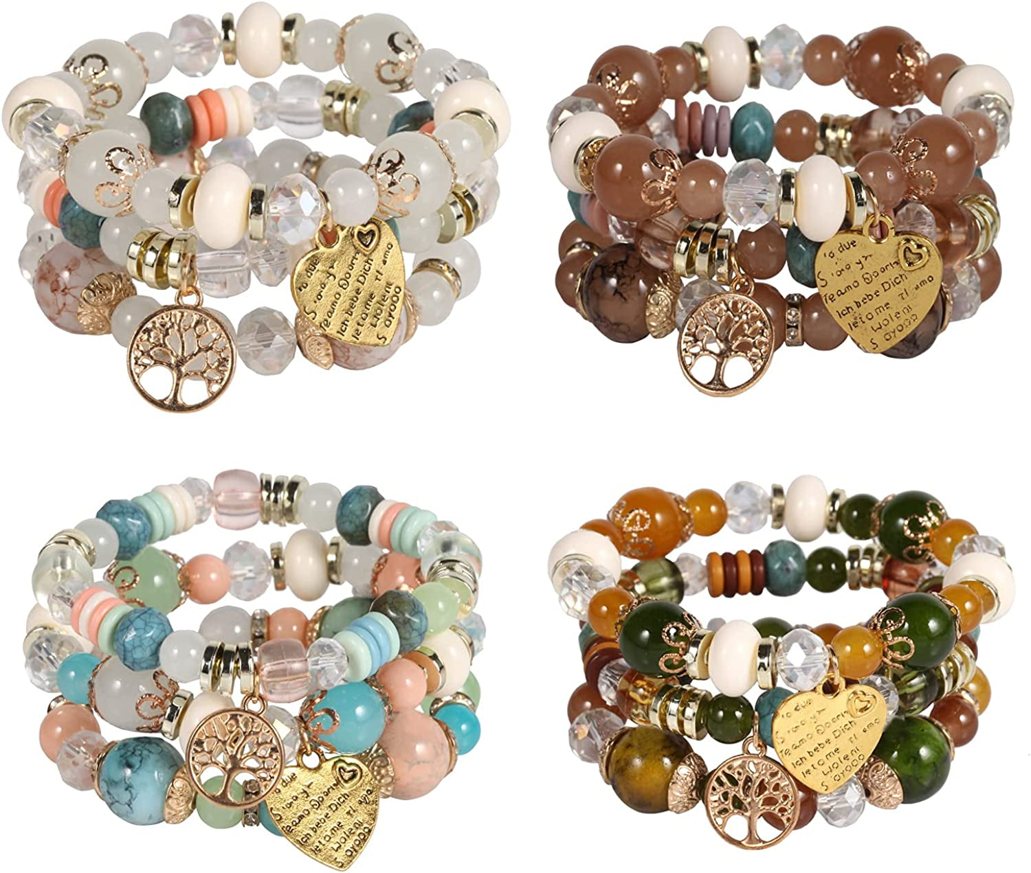Solosoya Bohemian Boho Stackable Bracelets for Women Set, Girls Stretch Multilayer Stack Beads Colorful Beaded Charm Bracelets Girl Handmade Jewelry Apparel & Accessories > Jewelry > Bracelets Solosoya Color F  
