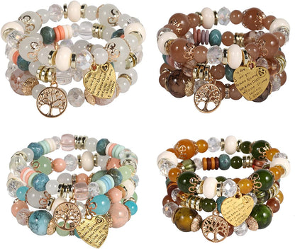 Solosoya Bohemian Boho Stackable Bracelets for Women Set, Girls Stretch Multilayer Stack Beads Colorful Beaded Charm Bracelets Girl Handmade Jewelry Apparel & Accessories > Jewelry > Bracelets Solosoya Color F  