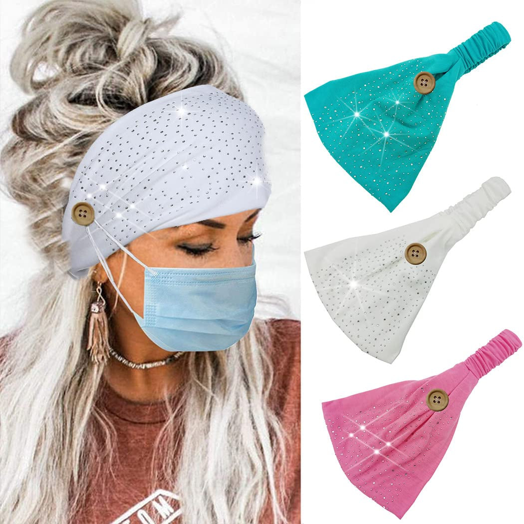 CAKURE Crystal Wide Headbands Rhinestone Bling Head Bands Sparkle Head Scarf Turban Headband Elastic African Head Wraps Sport Hair Bands for Women and Girls Pack of 3 (Set 2) Apparel & Accessories > Clothing Accessories > Bandanas & Headties CAKURE set 10  