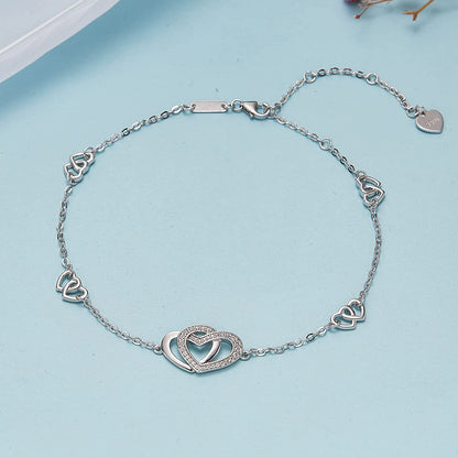 Sterling Silver Heart Love Anklets for Women , Birthday Mothers Day Jewelry Gifts for Mom Wife from Daughter Husband Apparel & Accessories > Jewelry > Anklets Desimtion   