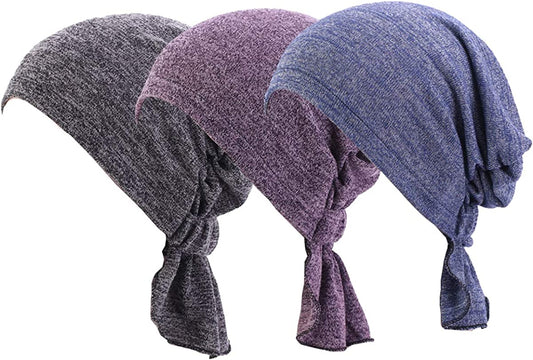 Ever Fairy 3 Colors Chemo Cancer Head Scarf Hat Cap Ethnic Cloth Print Turban Headwear Women Women'S Ruffle Beanie Scarf (3 Color Pack-A) Apparel & Accessories > Clothing Accessories > Headwear Ever Fairy   