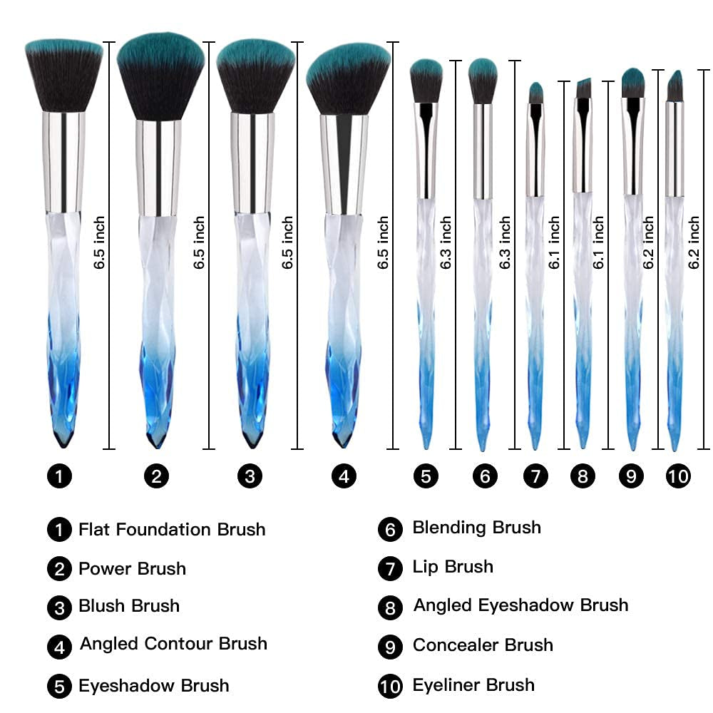 Makeup Brush Professional, Acrylic Diamond Handle Make up Brushes Series for Full Face Foudation Blush Eyeshadow Concealers Powder Transparent Beauty Tools Health & Beauty > Personal Care > Cosmetics > Cosmetic Tools > Makeup Tools G-Texnik   