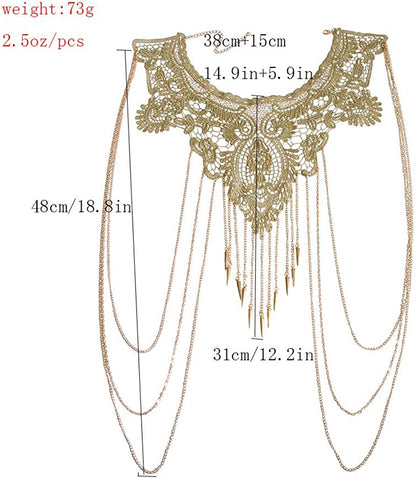 Gold Fine Chain Flower Lace Bikini Body Chain Necklace Jewelry for Women Apparel & Accessories > Jewelry > Body Jewelry Aomcisi   