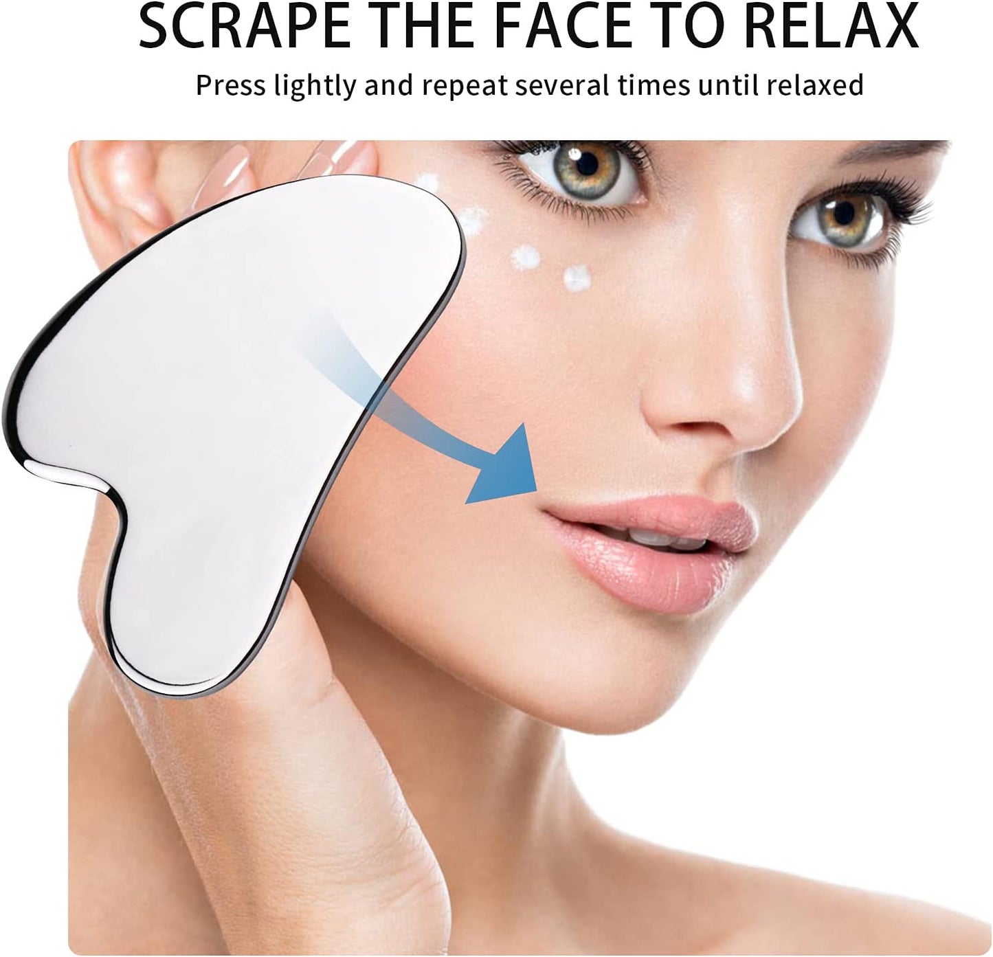 Gua Sha Stainless Steel with Travel Pouch, Gua Sha Facial Tools, Gua Sha Shaping Tool, Metal Gua Sha, Steel Gua Sha Massage Tool, Jawline Sculptor, Scraping Tool for Face, Body Health & Beauty > Personal Care > Cosmetics > Cosmetic Tools > Skin Care Tools Tophigh   