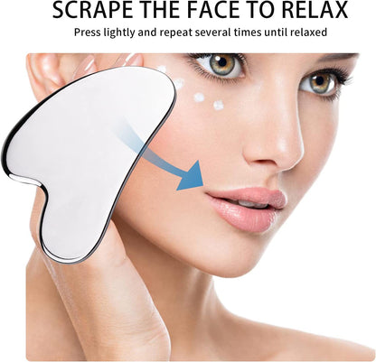 Gua Sha Stainless Steel with Travel Pouch, Gua Sha Facial Tools, Gua Sha Shaping Tool, Metal Gua Sha, Steel Gua Sha Massage Tool, Jawline Sculptor, Scraping Tool for Face, Body Health & Beauty > Personal Care > Cosmetics > Cosmetic Tools > Skin Care Tools Tophigh   