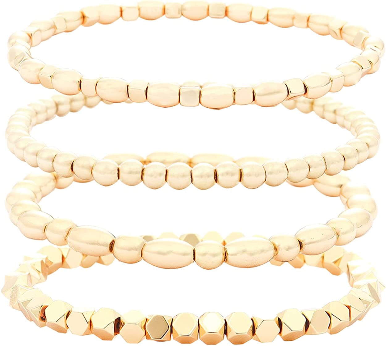 Colorful Beaded Bracelet for Women Heishi Bracelet Set Assorted Gold Bead Stackable Stretch Strand Bracelet Apparel & Accessories > Jewelry > Bracelets WETMT Gold irregular  