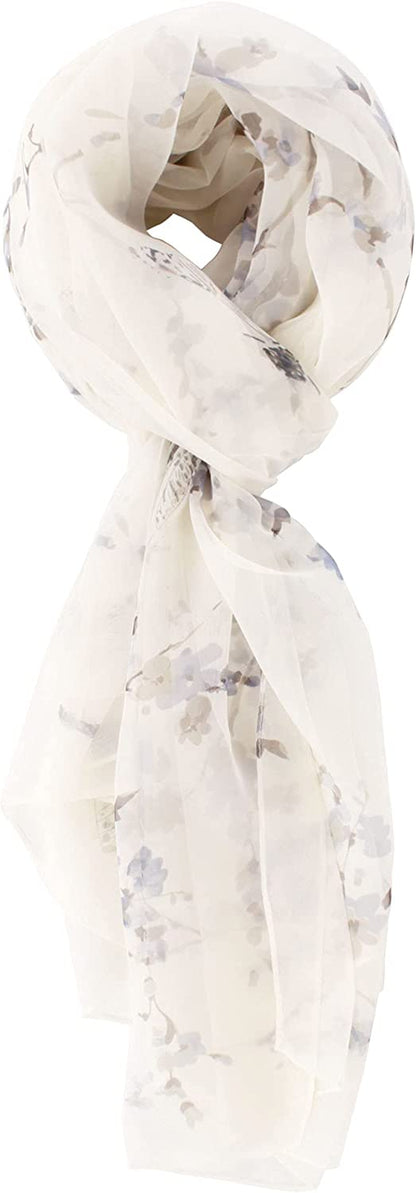 Van Caro Scarfs for Women Lightweight Floral Scarf Soft Long Fashion Scarves Sun-Proof Wrap Shawl Apparel & Accessories > Clothing Accessories > Scarves & Shawls Lobagve 6545 Plum Blossom - Blue  