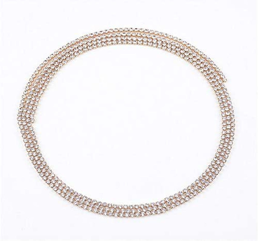 Kercisbeauty Muti Row Boho Tennis Chain Rhinestones Choker Long Chain Necklace for Women and Girls Jewelry (Gold) Apparel & Accessories > Jewelry > Necklaces Kercisbeauty   