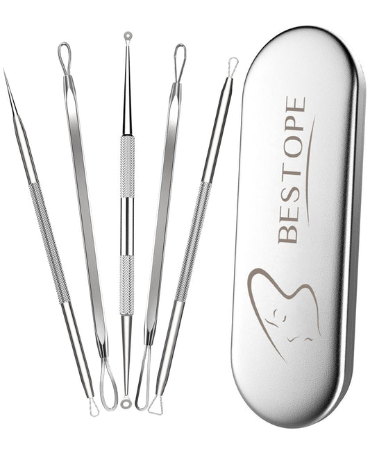 TAYTHI Blackhead Remover Tool, Pimple Popper Tool Kit, Blackhead Extractor Tool for Face, Extractor Tool for Comedone Zit Acne Whitehead Blemish, Stainless Steel Extraction Tools Health & Beauty > Personal Care > Cosmetics > Cosmetic Tools > Skin Care Tools TAYTHI Silver  