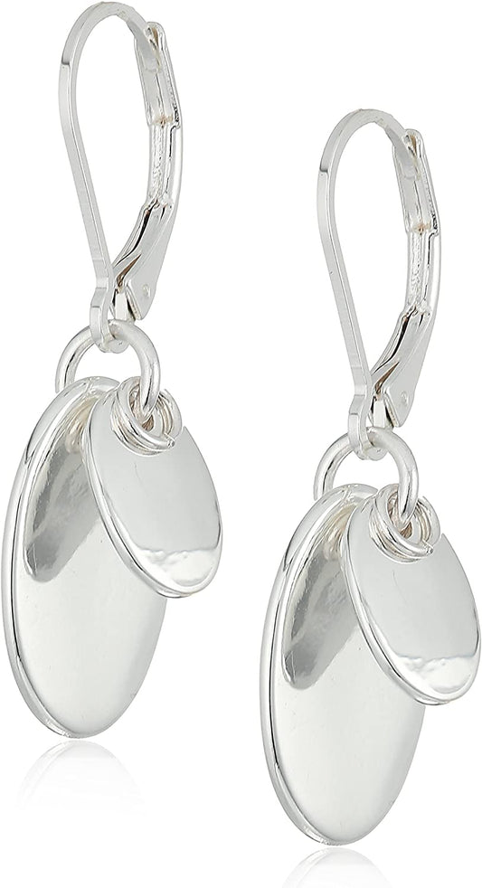 Chaps Women'S Layered Disc Drop Leverback Drop Earrings, Silver Apparel & Accessories > Jewelry > Earrings Chaps   