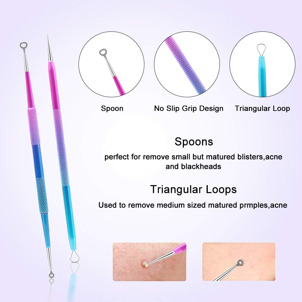 Blackhead Remover Tool Kit, Aooeou 10 Pcs Professional Pimple Popper Tool -Treatment for Pimples, Blackheads, Blemish, Zit Removing, Forehead and Nose(Colorful) Health & Beauty > Personal Care > Cosmetics > Cosmetic Tools > Skin Care Tools Aooeou   