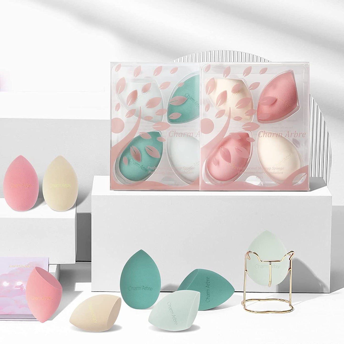 Charm Arbre Makeup Blender Sponge Set,Cosmetics Tool,Multi-Functional Beauty Blender for Powder, Liquid and Cream, Blending Applicators for Foundations,Light Red and Beige 4Pcs Set. Health & Beauty > Personal Care > Cosmetics > Cosmetic Tools > Makeup Tools Charm Arbre   
