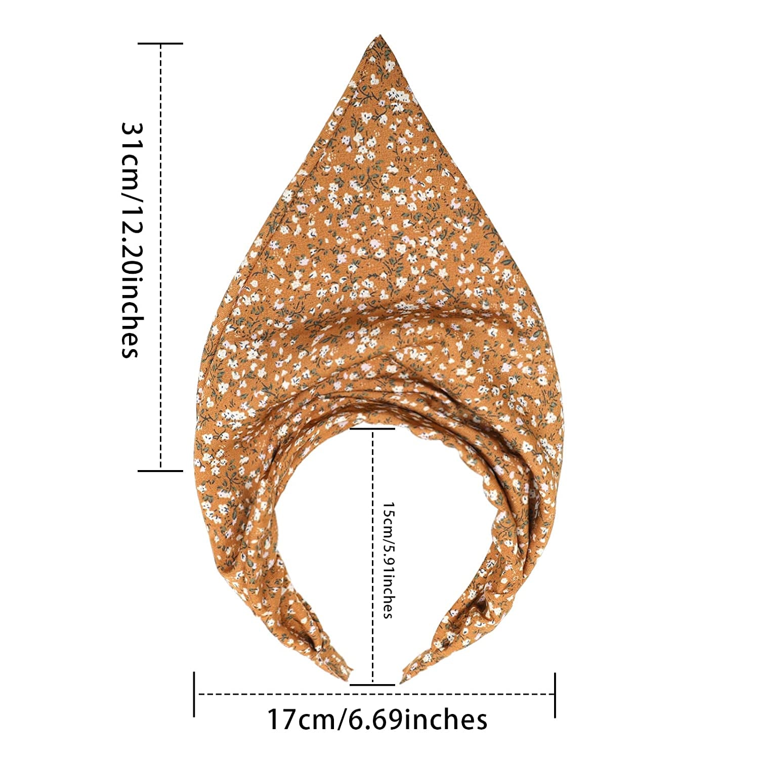 Floral Hair Scarf Headbands for Women - HAIMEIKANG Boho Hair Bandanas Scarf for Women Triangle Head Kerchief Solid Color Hair Bands Vintage Head Scarf (Beige+Yellow+Black) Apparel & Accessories > Clothing Accessories > Bandanas & Headties HAIMEIKANG   