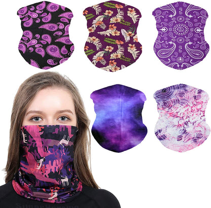 LOTUYACY Outdoor Wide Headband, Neck Gaiter Windproof Scarf Sunscreen Breathable Bandana for Men&Women,Multi Function Headwear Apparel & Accessories > Clothing Accessories > Headwear LOTUYACY Purple Set  