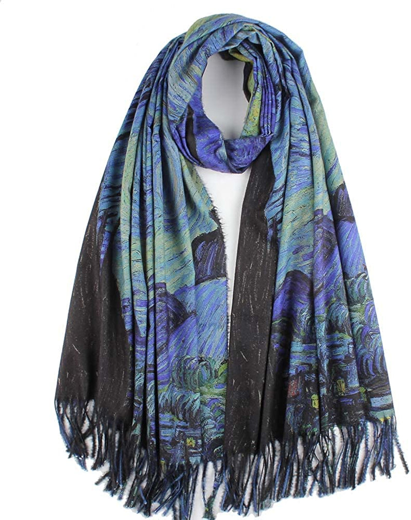 Soft Cashmere Feel Scarf for Women Elegant Art Print Winter Warm Scarves Large Shawl Wrap Monet Klimt Van Gogh Gifts Apparel & Accessories > Clothing Accessories > Scarves & Shawls Umjetnost C05  