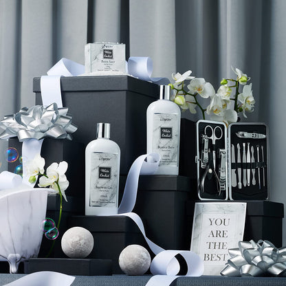 Spa Gifts for Women, Bath and Body Gift Set, White Orchid Self Care Gift Basket for Women, Men, Girlfriend, 20Pc Gifts for Mom, Spa Kit with Nail Kit, Bath Bombs & More - Birthday Personalized Gifts Health & Beauty > Personal Care > Cosmetics > Bath & Body LOVERY   