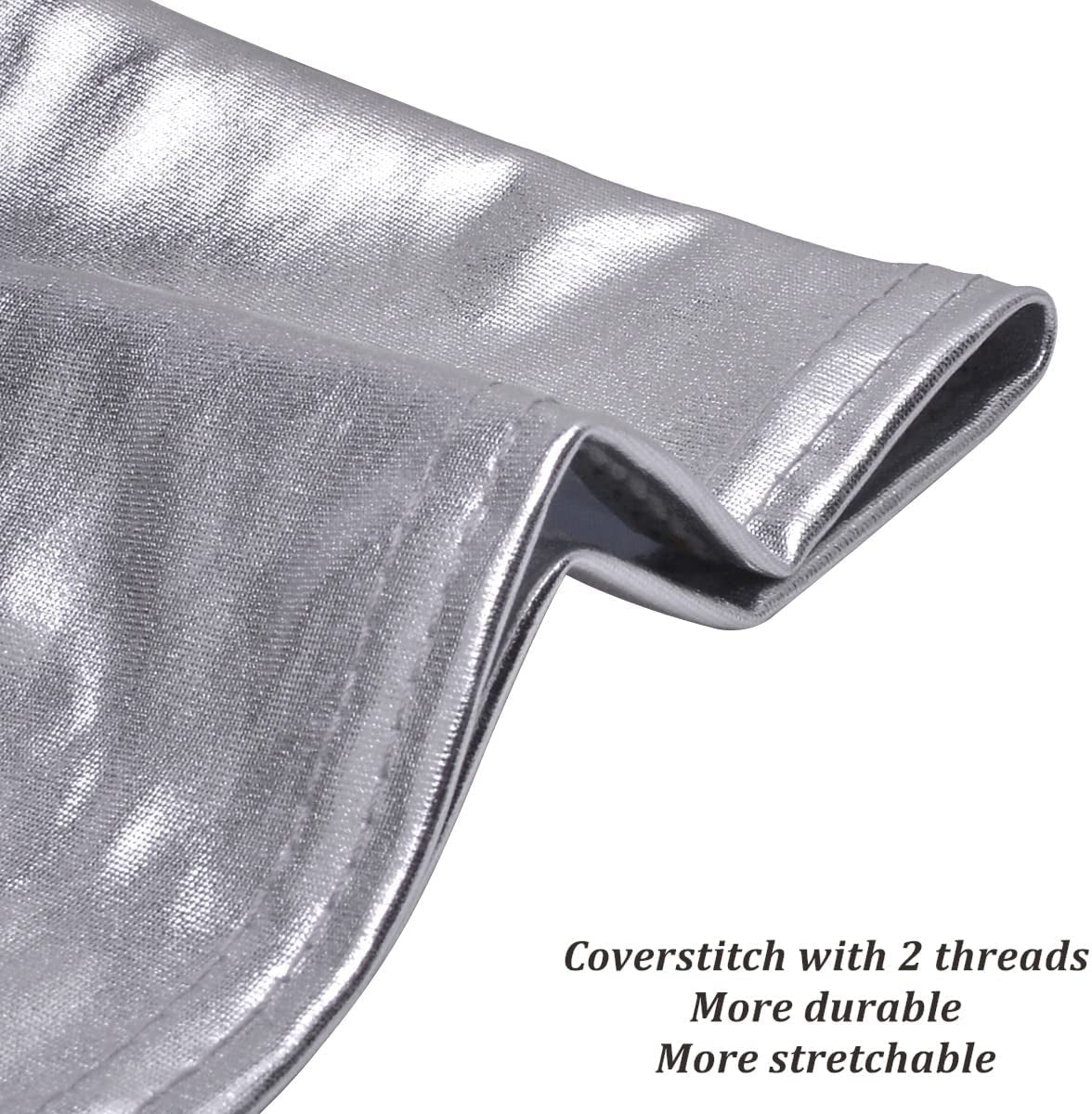 Sweeteasy 50Pcs Metallic Silver Spandex Chair Sashes, Durable Workmanship,Stretch Bows with Buckle Stretchable for Christmas Wedding Party Banquet Event Baby Shower Birthday Celebration Decoration Apparel & Accessories > Clothing Accessories > Sashes SweetEasy   