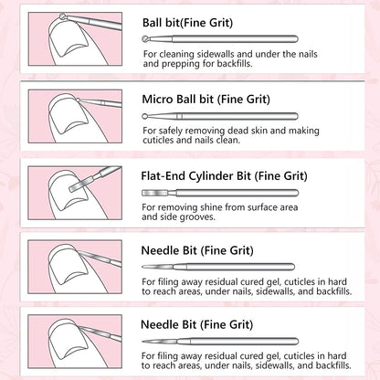 Melodysusie 10Pcs Nail Drill Bits Set, 3/32 Inch Diamond Cuticle Nail Bits Kit for Nail Drill E-File, Manicure Pedicure Remover Tools for Acrylic Gel Nails, Salon Home Nail Care Supplies, Silver Health & Beauty > Personal Care > Cosmetics > Cosmetic Tools > Nail Tools MelodySusie   