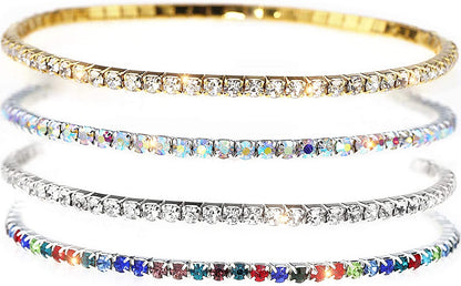 Suyi Crystal Ankle Bracelet for Women 4Pcs Diamond Tennis Stretch Anklets Elastic Foot Chain Apparel & Accessories > Jewelry > Anklets Suyi Set1  