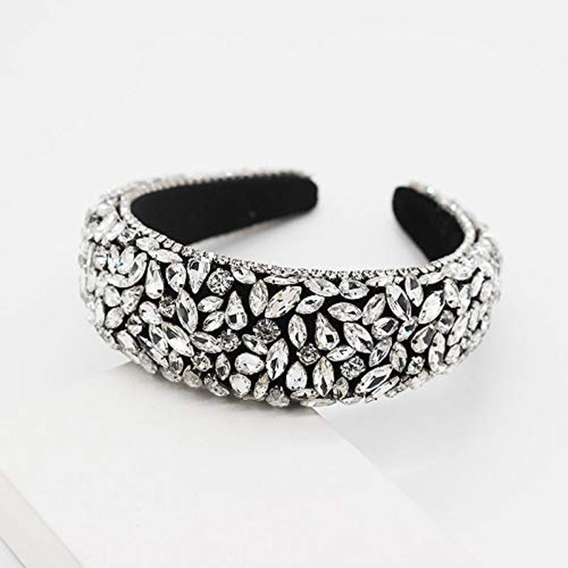 QTMY Wide Headbands Fashion Women Baroque Crystal Gemstone Hair Accessories Head Band Fashion Headwear Hairbands for Women Apparel & Accessories > Clothing Accessories > Headwear QTMY   