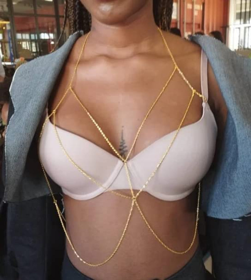 Gold Body Chain Jewelry for Women Body Chain Necklace Bikini Body Chain Waist Bracelet Personality Bikini Body Chain Belly Chain Jewelry for Girls Apparel & Accessories > Jewelry > Body Jewelry Taichell   