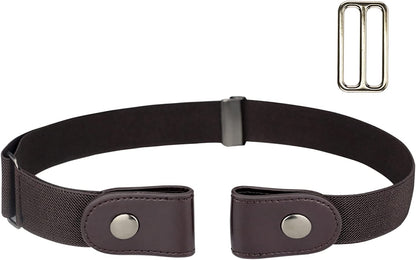 No Buckle Stretch Belt for Women/Men Invisible Elastic Buckle Free Belts Apparel & Accessories > Clothing Accessories > Belts macoking Brown Waist 24"-48" 