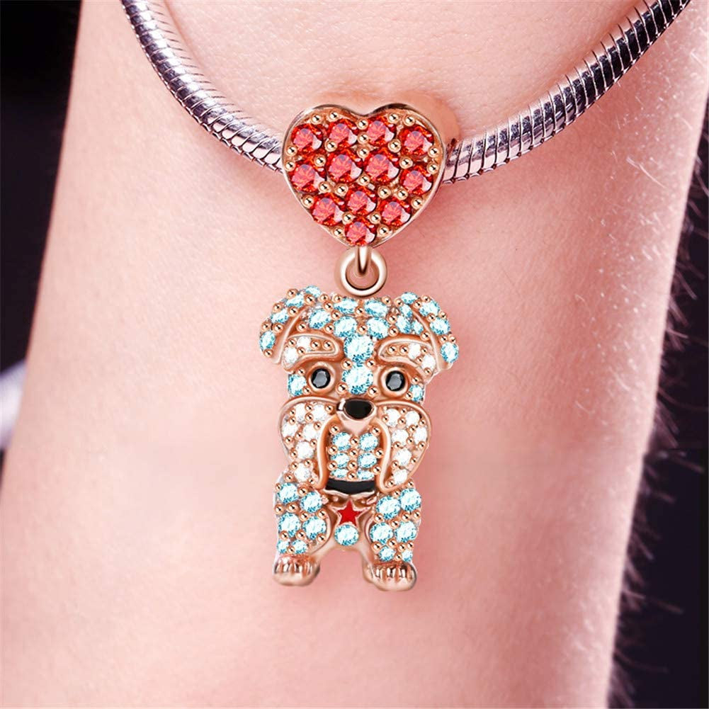 GNOCE Dog Charms 925 Sterling Silver Corgi Schnauzer Poodle Pendant Dangle Animal Beads Charms Fit All Bracelets & Necklaces Best Gift for Mom Friends Girls Who like Dogs Apparel & Accessories > Jewelry > Bracelets GNOCE   
