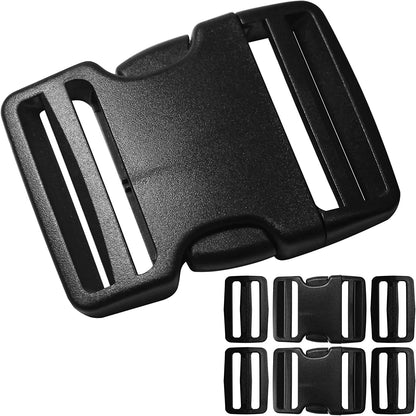 Buckle for Strap 1.5": Side Release Buckles Plastic Clips 4 Set + Tri-Glide Slide 8 Pcs Fit 1 1/2 Inch Wide Nylon Straps Webbing Belt, Heavy Duty Replacement for Backpack, Dual Adjustable No Sewing Apparel & Accessories > Clothing Accessories > Belt Buckles LASIGHT 2 Set 2 in  