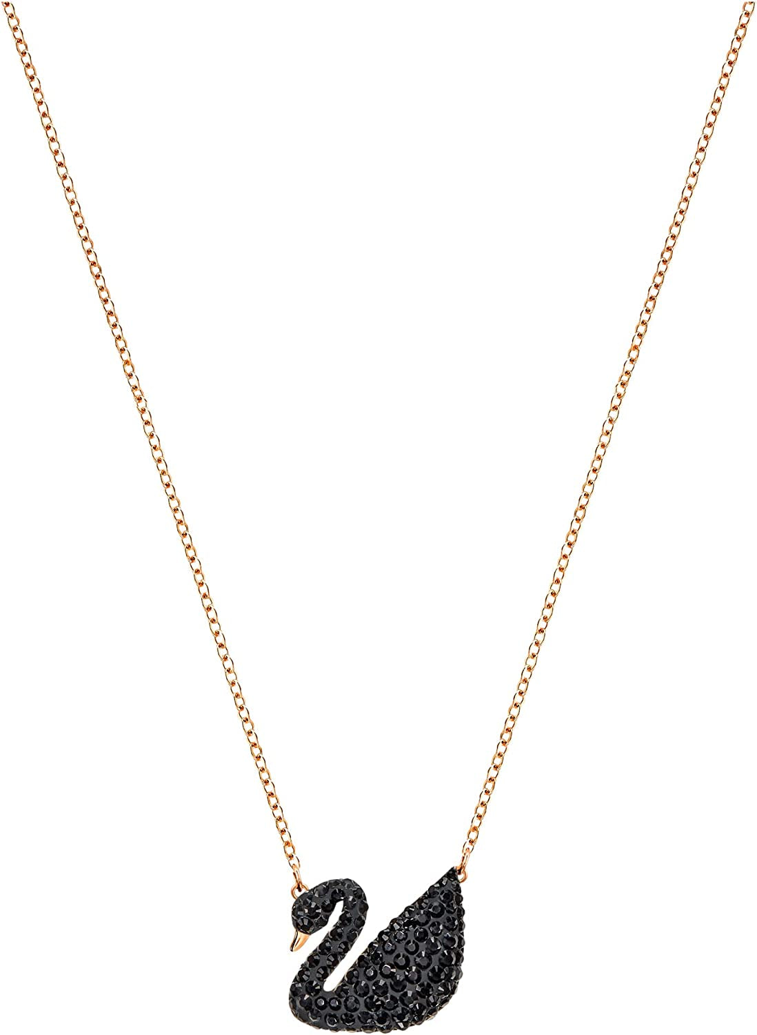 Swarovski Iconic Swan Jewelry Collection, Rose Gold Tone Finish, Black Crystals Apparel & Accessories > Jewelry > Earrings SWAROVSKI Single Swan Necklace  
