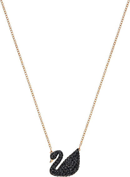 Swarovski Iconic Swan Jewelry Collection, Rose Gold Tone Finish, Black Crystals Apparel & Accessories > Jewelry > Earrings SWAROVSKI Single Swan Necklace  