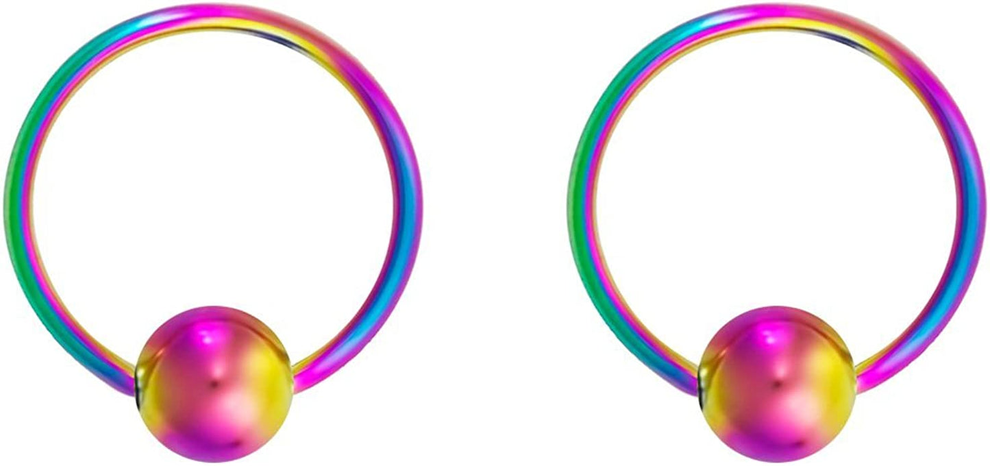 Forbidden Body Jewelry 316L Surgical Steel Captive Bead Piercing Hoop (Pair) 10G 12G 14G 16G 18G 20G, Diameter 6 to 12Mm Black and Rainbow Apparel & Accessories > Jewelry > Rings Forbidden Body Jewelry Rainbow: 18g, 8mm  
