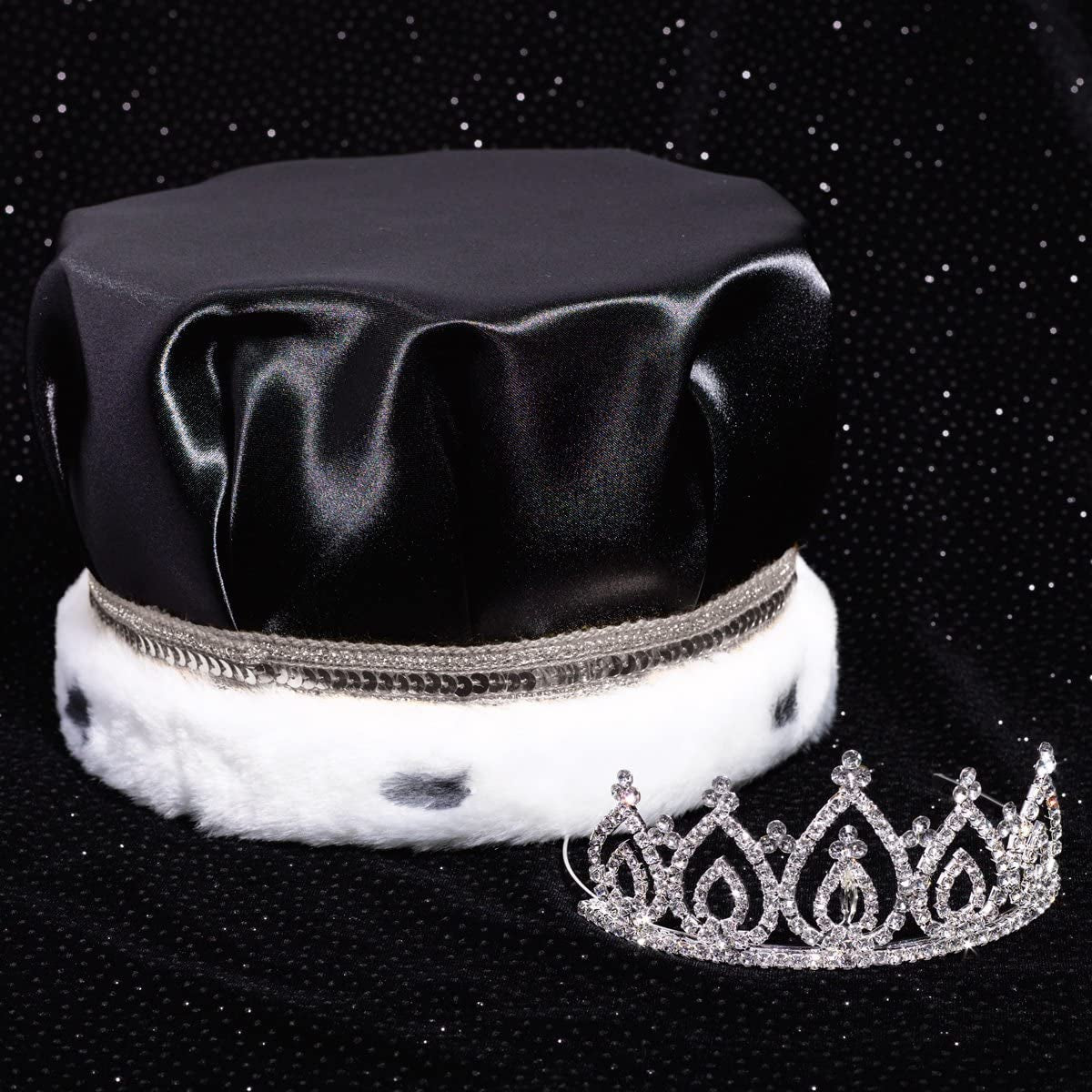 Satin Crown with Sequins and Becca Tiara Royalty Set Apparel & Accessories > Clothing Accessories > Sashes Anderson's Black/Silver/White Crown  