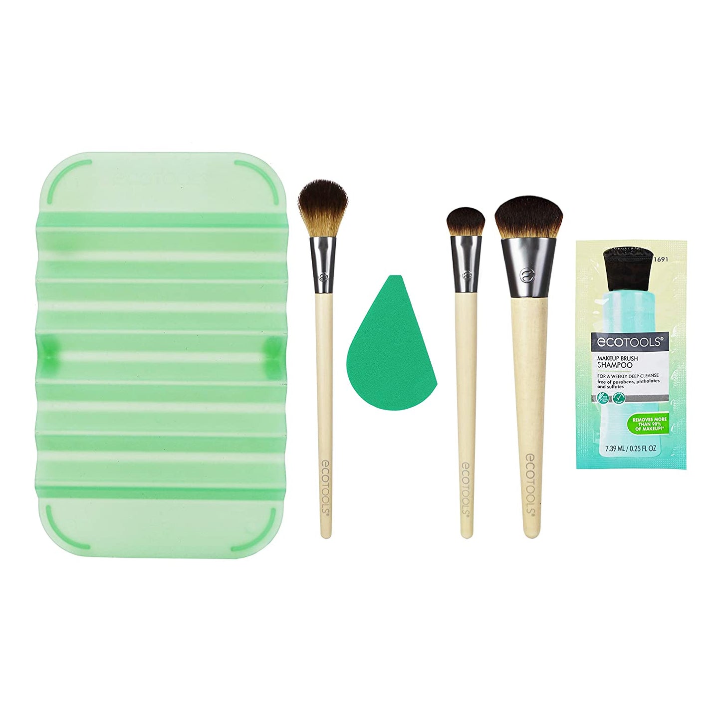Ecotools Prep + Refresh Makeup Brush Set, with Sponge Blender and Brush Cleaner Cleansing Shampoo, Vegan Beauty Tools, Set of 5 Health & Beauty > Personal Care > Cosmetics > Cosmetic Tools > Makeup Tools EcoTools   