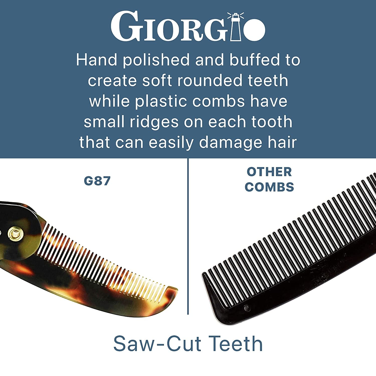 Giorgio G87 4.5 Inch Folding Mustache Comb and Beard Comb, Small Pocket Comb for Men Everyday Grooming and Hair Care. Handmade, Saw-Cut and Hand Polished Styling Men'S Folding Comb. Tokyo Health & Beauty > Personal Care > Hair Care GIORGIO   