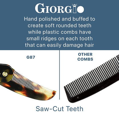 Giorgio G87 4.5 Inch Folding Mustache Comb and Beard Comb, Small Pocket Comb for Men Everyday Grooming and Hair Care. Handmade, Saw-Cut and Hand Polished Styling Men'S Folding Comb. Tokyo Health & Beauty > Personal Care > Hair Care GIORGIO   