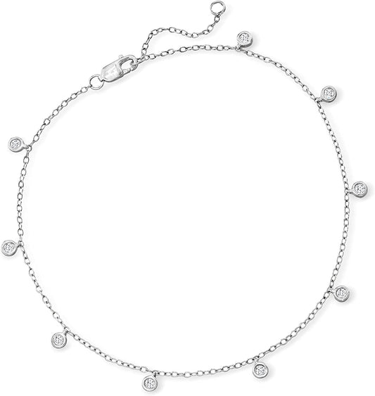 RS Pure by Ross-Simons 0.25 Ct. T.W. Bezel-Set Diamond Anklet in Sterling Silver. 9 Inches Apparel & Accessories > Jewelry > Anklets Ross-Simons   