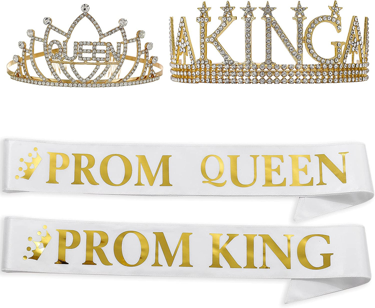 King'S and Queen'S Royal Crowns -Prom King and Prom Queen Satin Sash King Queen Costume Accessories Value (White) Apparel & Accessories > Clothing Accessories > Sashes ANWNK YOU   