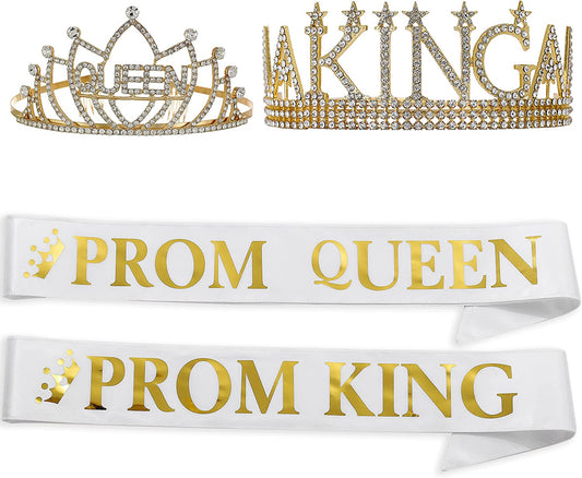King'S and Queen'S Royal Crowns -Prom King and Prom Queen Satin Sash King Queen Costume Accessories Value (White) Apparel & Accessories > Clothing Accessories > Sashes ANWNK YOU   