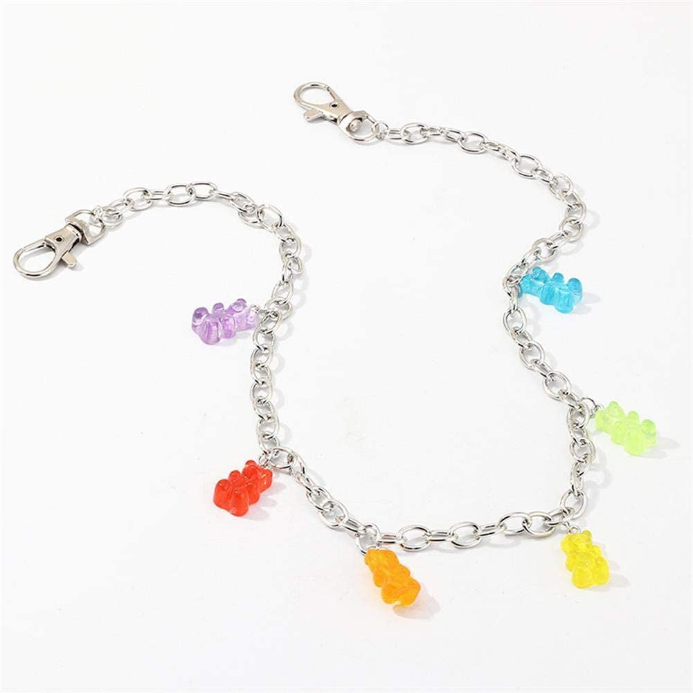Punk Mushroom Dice Gummy Bear Pendant Pocket Wallet Chain Silver Color Butterfly Dinosaur Jean Pants Belt Chains Hip Hop Thorn Waist Belly Body Chain for Women Girls Jewelry(Bear) Apparel & Accessories > Jewelry > Body Jewelry U ONE   