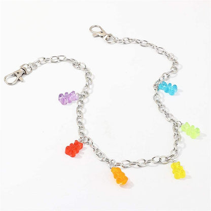 Punk Mushroom Dice Gummy Bear Pendant Pocket Wallet Chain Silver Color Butterfly Dinosaur Jean Pants Belt Chains Hip Hop Thorn Waist Belly Body Chain for Women Girls Jewelry(Bear) Apparel & Accessories > Jewelry > Body Jewelry U ONE   