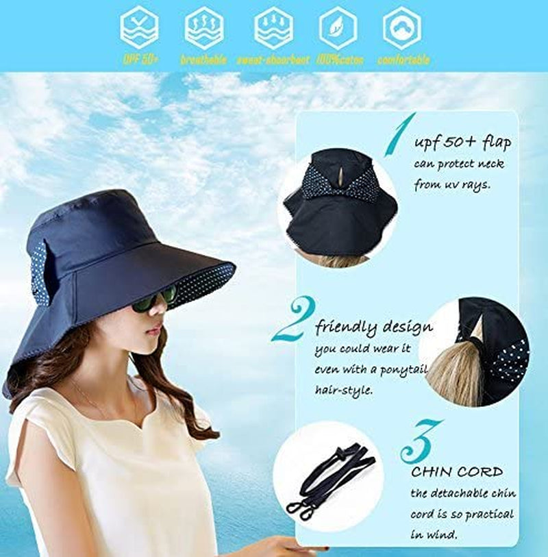 Siggi Summer Pony Tail Flap Cap UPF 50+ Cotton Sun Hat with Ponytail Hole Neck Cover Cord for Women 55-61Cm Apparel & Accessories > Clothing Accessories > Hats Comhats   