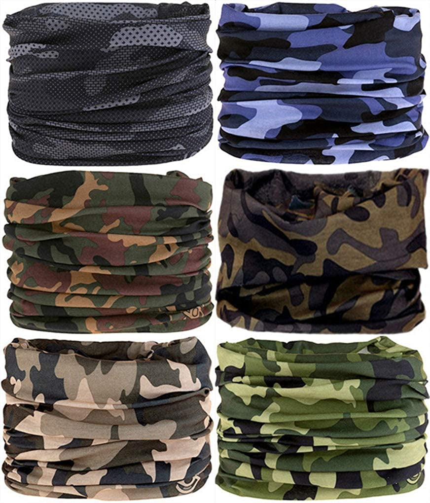 VANCROWN Neck Gaiter Headband Headwear Head Wrap Face Mask Magic Scarf Bandana for Men and Women Apparel & Accessories > Clothing Accessories > Bandanas & Headties VANCROWN 6pcs.camouflage  